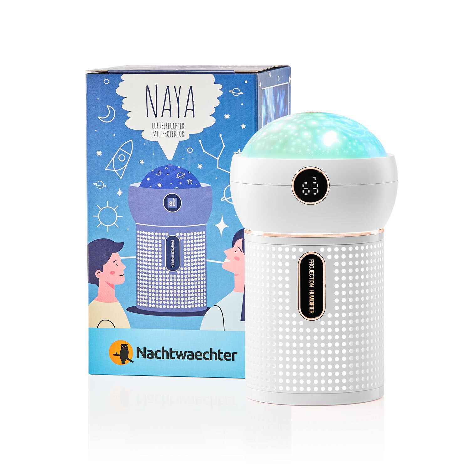 Naya - Diffusor mit Nachtlicht und Projektor- weiss