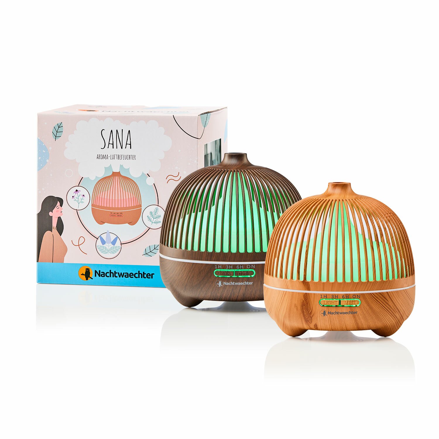 Sana - Top Aroma Diffusor mit Lichtwechsel - mit Holzdekoren, 49,90 €