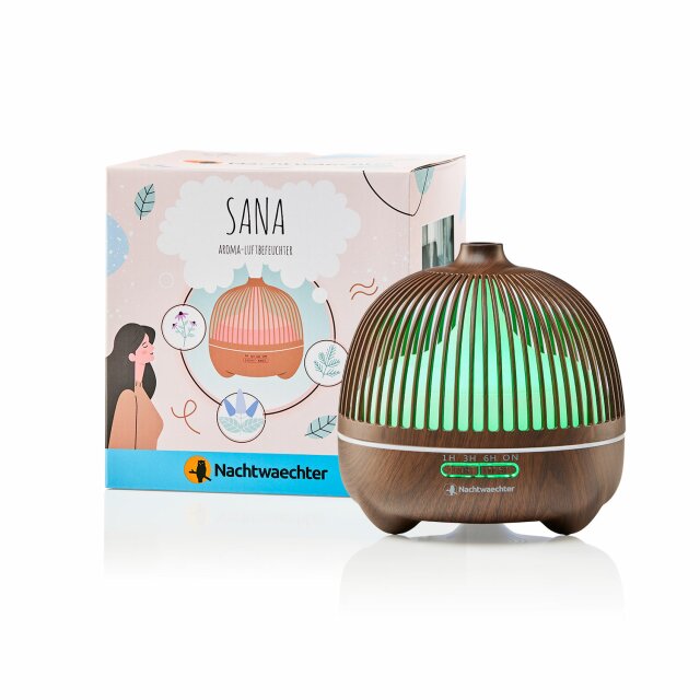 Sana - Top Aroma Diffusor mit Lichtwechsel - mit Holzdekoren