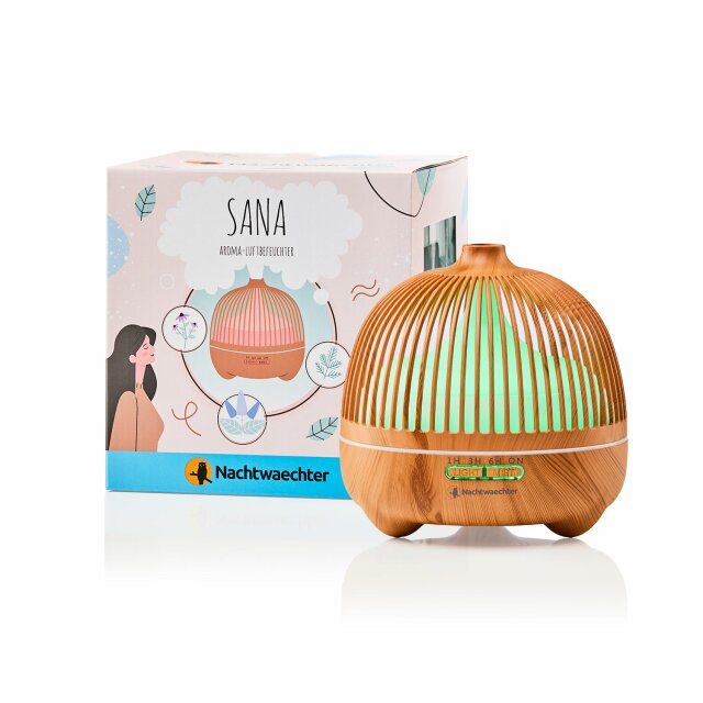 Sana - Top Aroma Diffusor mit Lichtwechsel - Holzdekor hell
