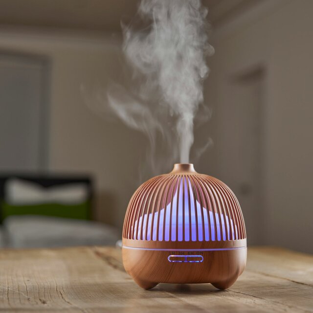 Sana - Top Aroma Diffusor mit Lichtwechsel - Holzdekor hell