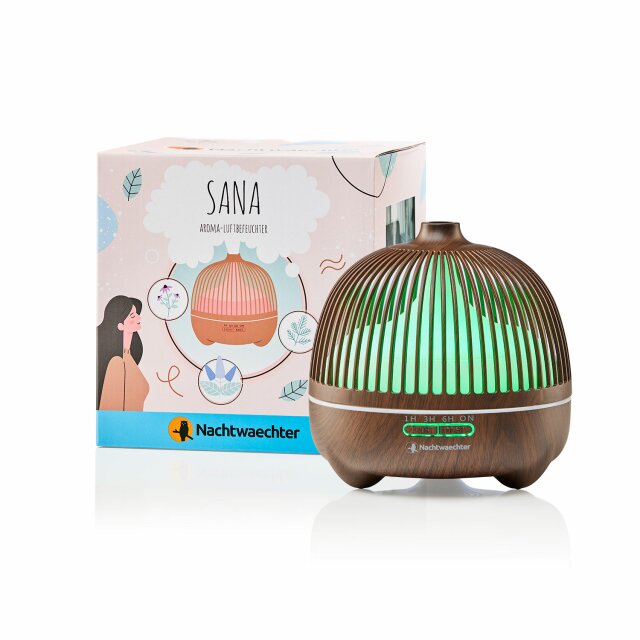 Sana - Top Aroma Diffusor mit Lichtwechsel - Holzdekor dunkel